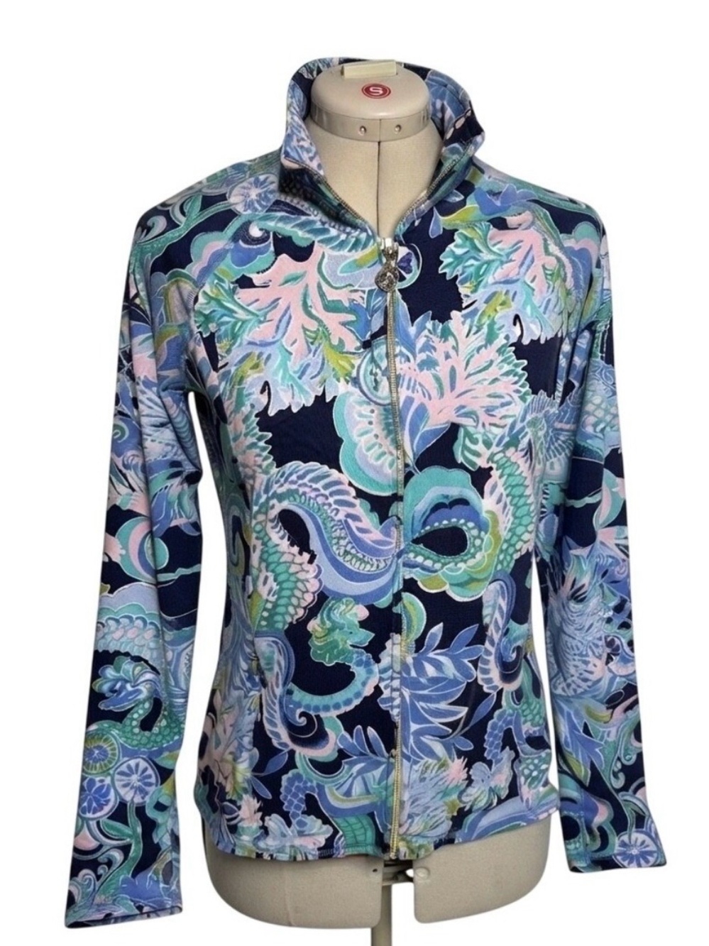 Lilly Pulitzer Luxletic Serena Jacket Sirens & Spirits Print Zip-Up Gym Medium